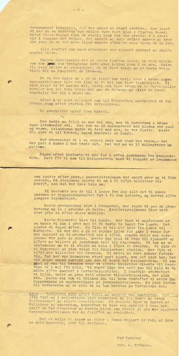 Rapport fra sabotasjeaksjonen 1943 av A. Tønnes, side 6